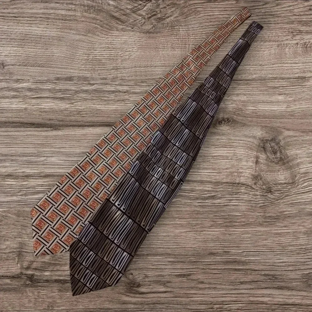 Pronto-uomo & Lanvin set of 2 ties abstract design silk necktie ties